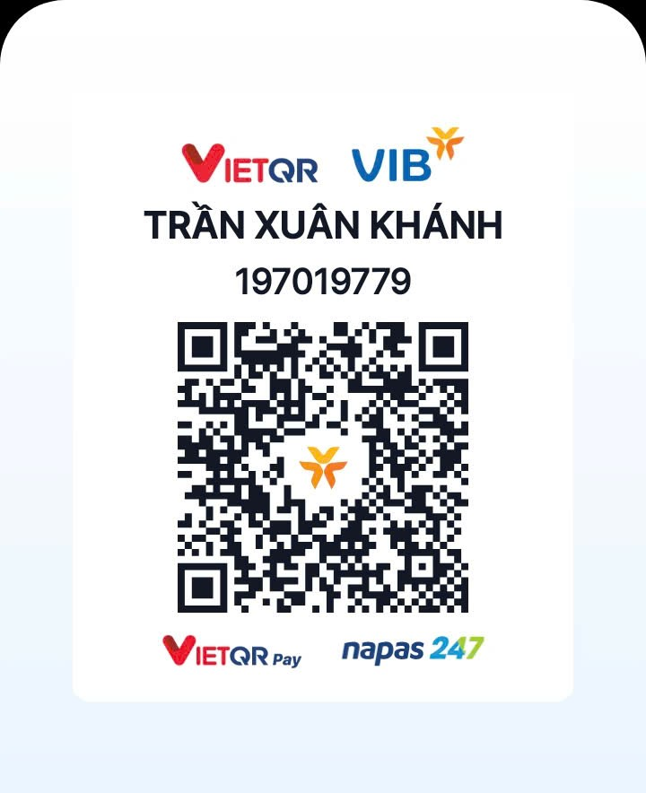Mã QR chuyển khoản VIB, chủ tài khoản Trần Xuân Khánh